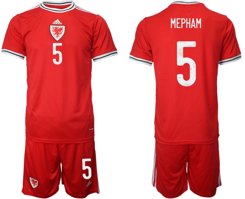 Men 2022 World Cup National Team Welsh home red 5 Soccer Jersey